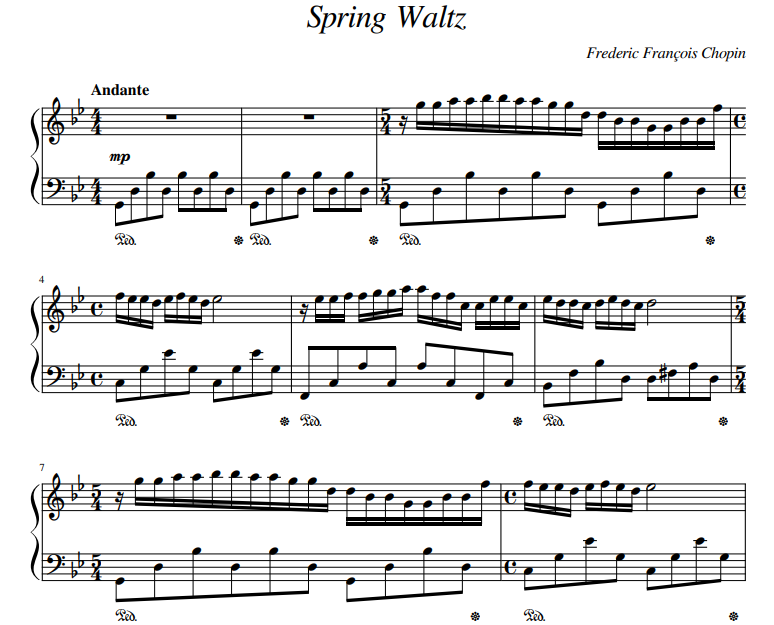 Frederic François Chopin - Spring Waltz sheet music for piano
